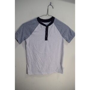 Tommy Bahama Shirt Boys Medium 7 8 Gray Blue Henley Button Raglan Sleeves Casual